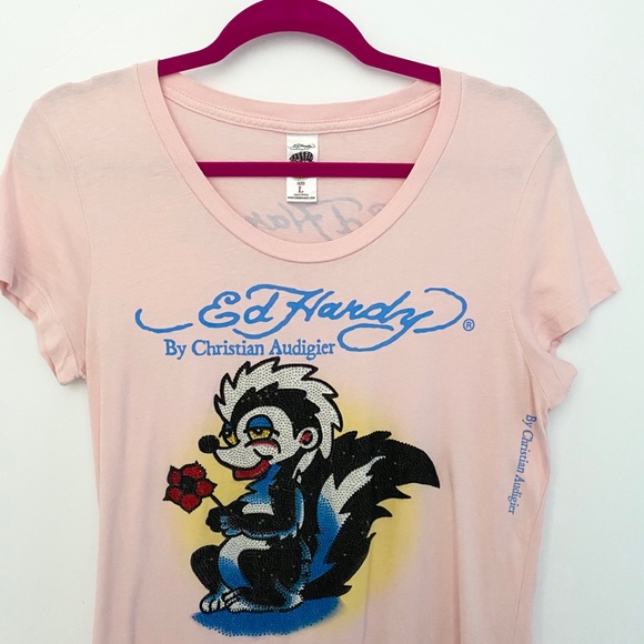 Ed Hardy โป Pepe Le Pew Tattoo โป Crystal Tee โป - Picture 13 of 15
